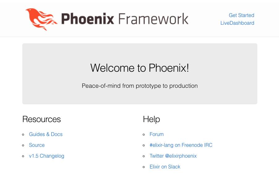 'Welcome to Phoenix!' page
